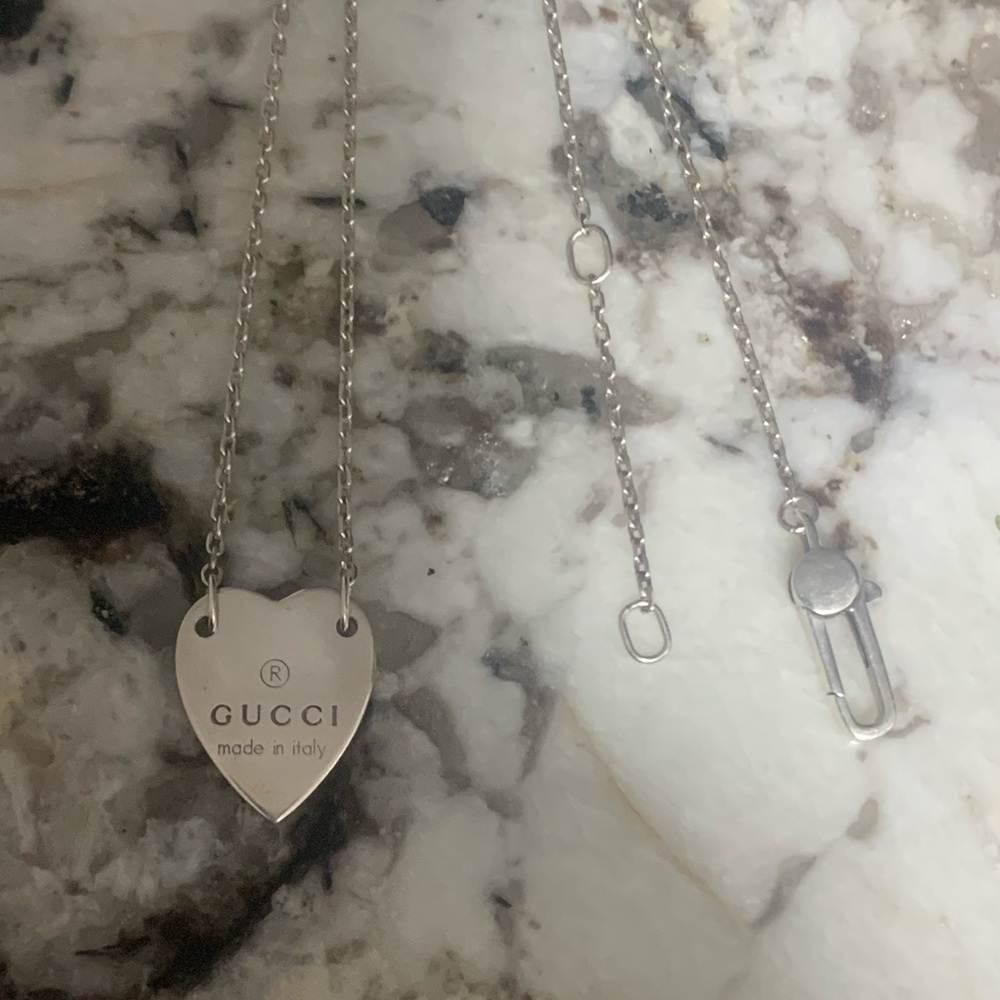 GUCCI Trademark Heart Necklace, 925 Sterling Silver